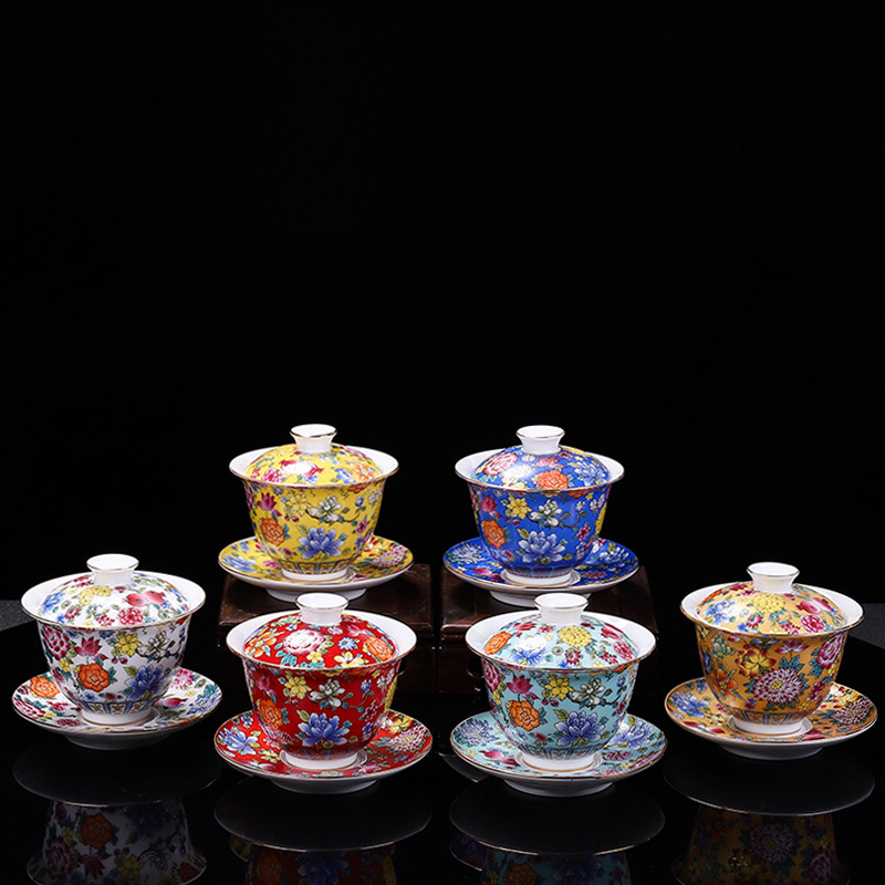 Gongfu Tea Set - HMLOVE porcelana blanca Sancai Gaiwan Color