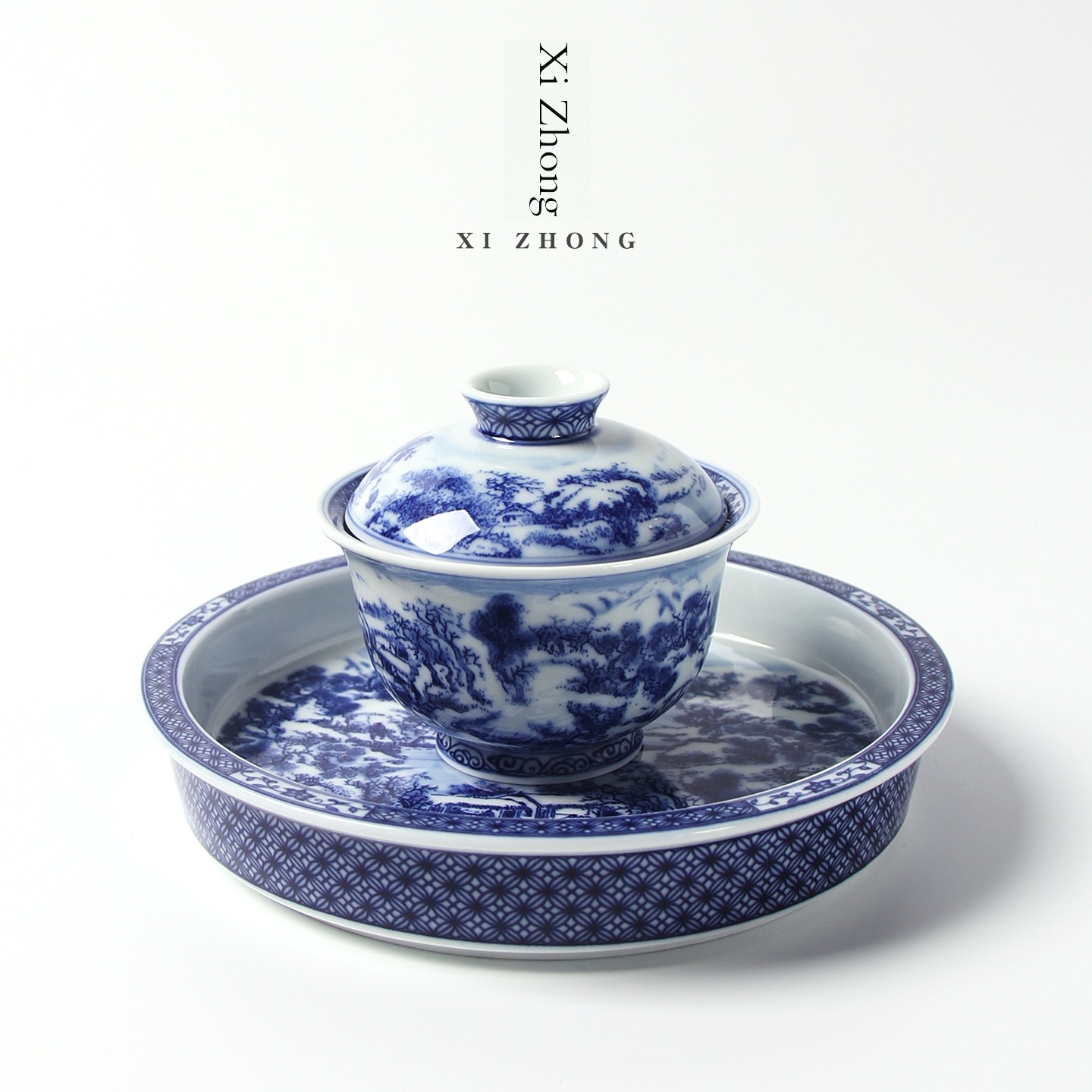 Gongfu Tea Set - Juego de té de cerámica azul