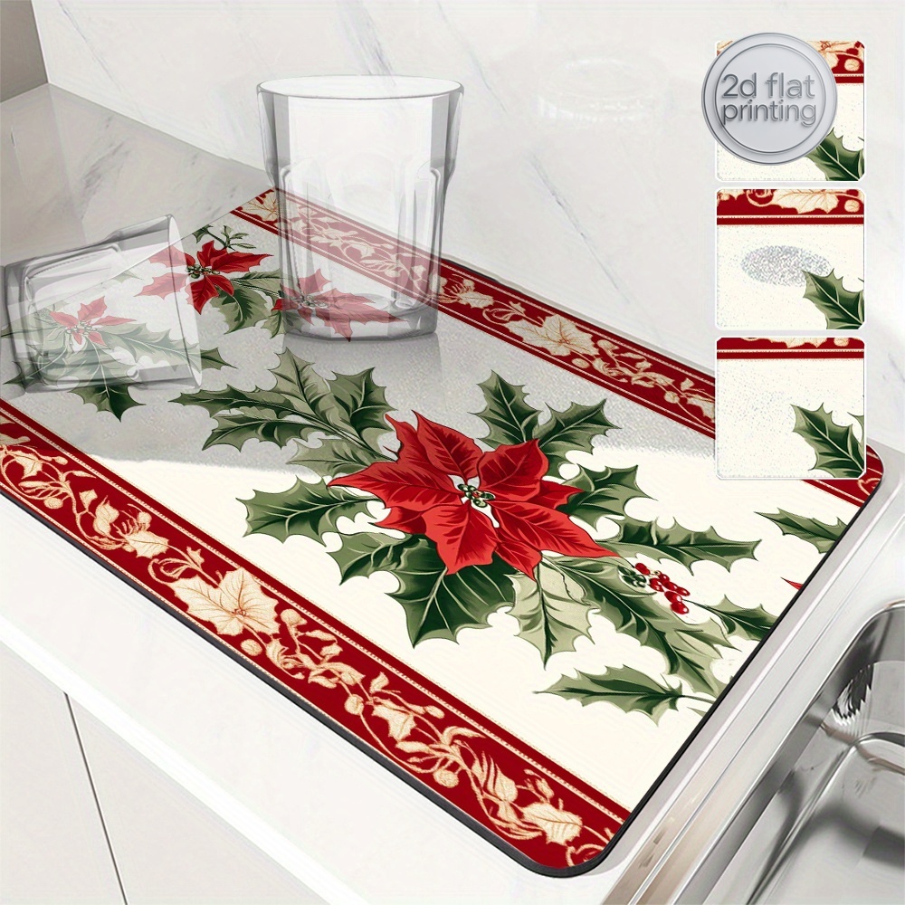 Tea Coffee Utensils - 1 tapete absorbente de Poinsettia y