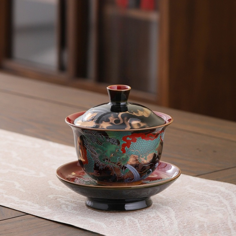 Gongfu Tea Set - Juego de Gaiwan de cerámica Retro