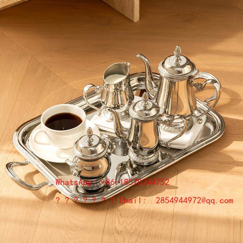 Tea Coffee Pot Set - Tetera europea, taza de leche, bandeja