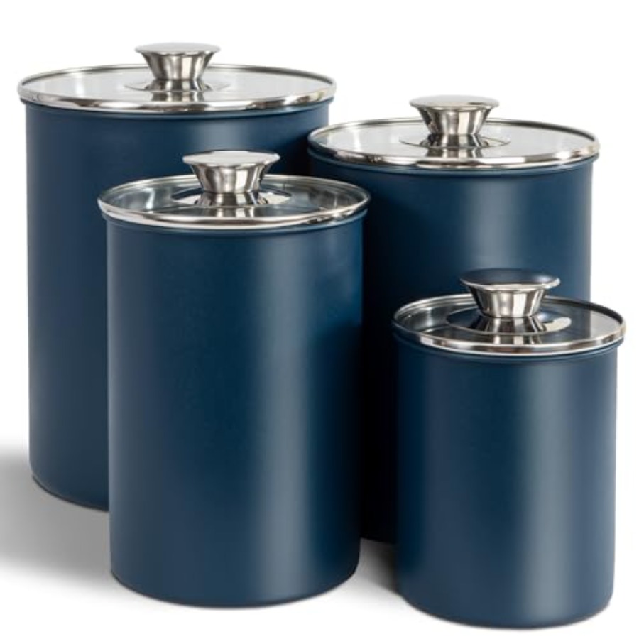 Coffee Tea Sugar Canisters - Juego de Recipientes Herméticos de Acero