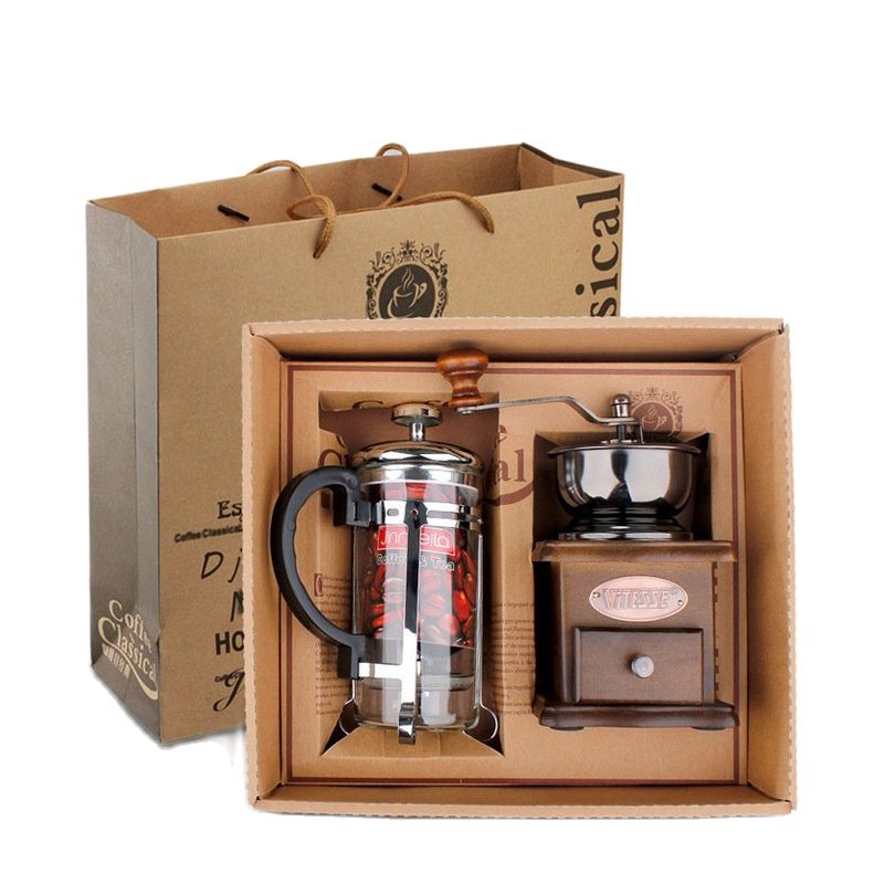 French Press Glass - Juego de molinillo de café para