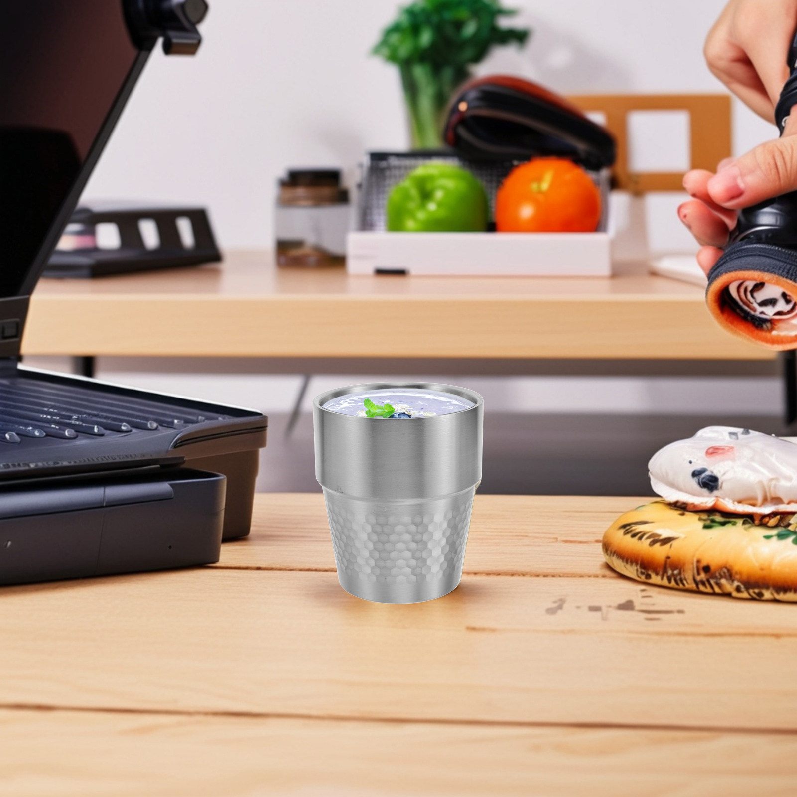 Coffee Tea Tumbler - Vaso Irrompible de Acero Inoxidable Martillado,