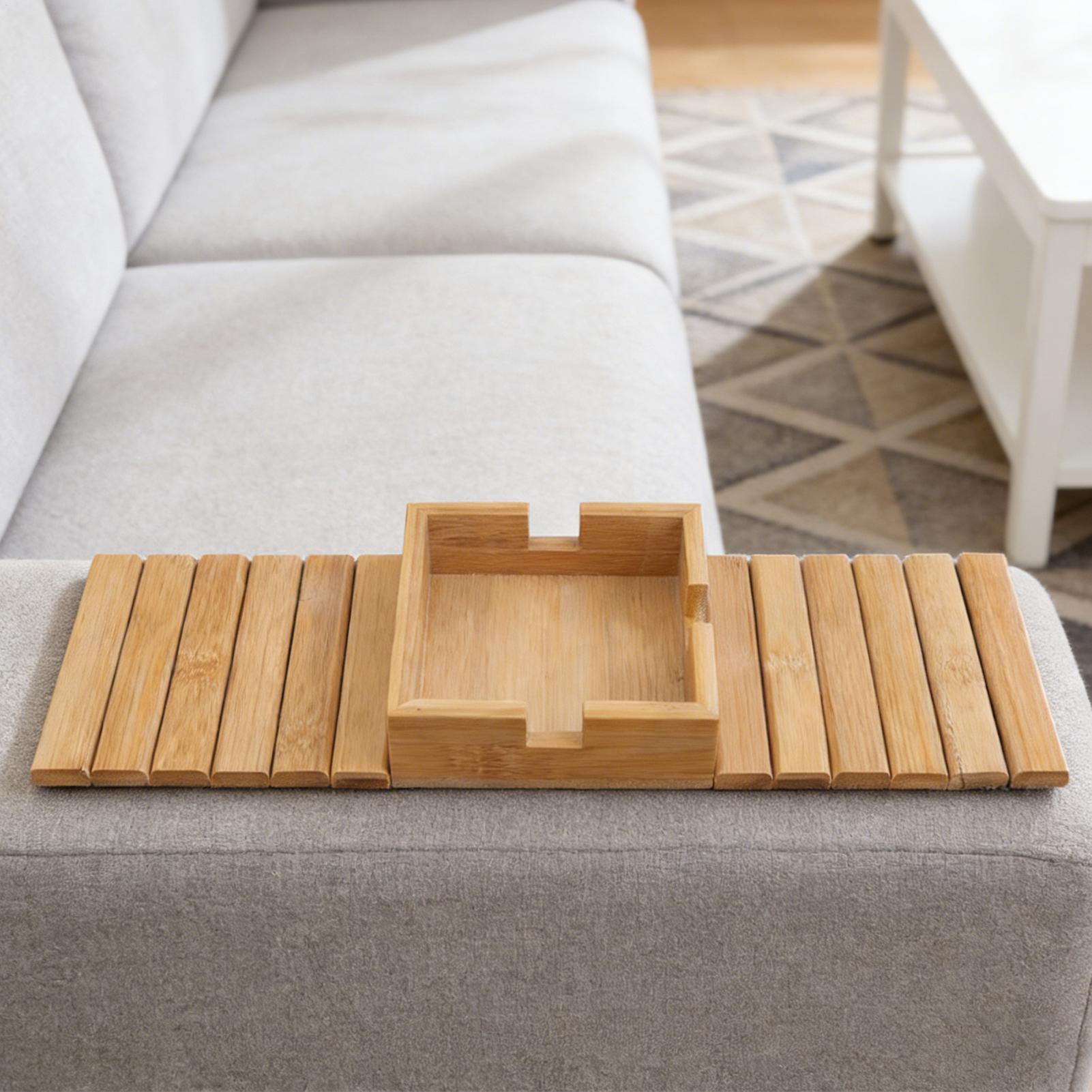Portavasos para Sofá, Bandeja  - Bamboo Tea Tray reseña y precio