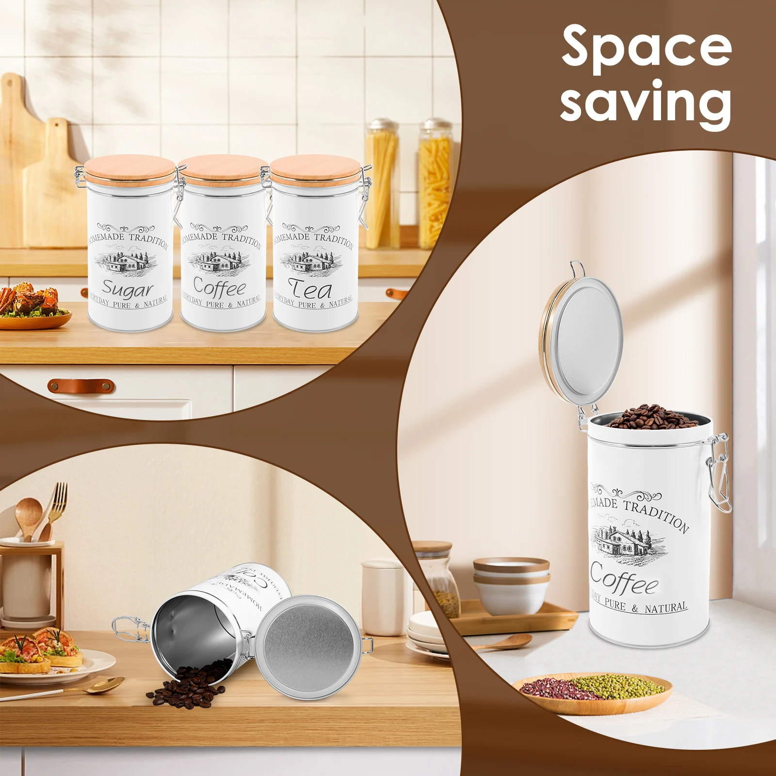 3 unids/set de botes de azúcar - Coffee Tea Sugar Canisters reseña y precio
