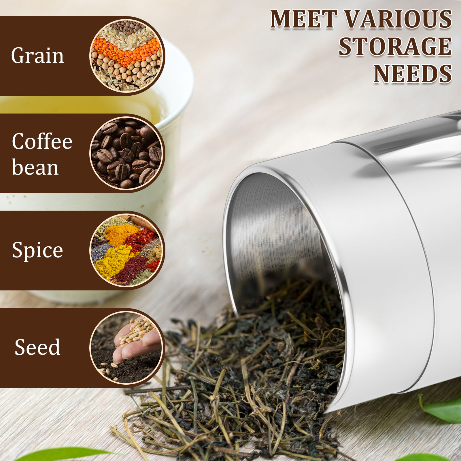 Latas de hojas de té de acero  - Coffee Tea Sugar Canisters reseña y precio
